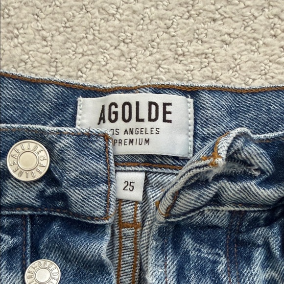 Agolde Women's Light Blue Distressed Jean Shorts - Picture 2 of 5